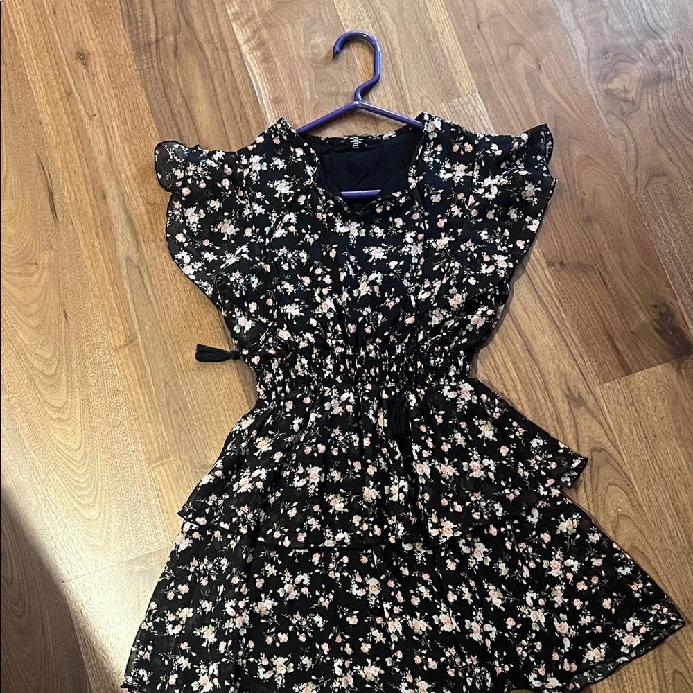 Charming Floral Kids Dress in Black by [Brand]